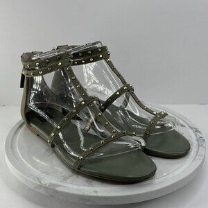 Black House White Market WHBM Gladiator Olive Green Strappy Studded Sandals 7.5